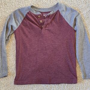 Burgundy and Gray Kids Raglan Shirt